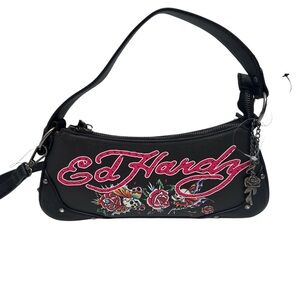 Ed Hardy‎ Shoulder Crossbody Bag Skulls Butterflies Roses Tattoo Rhinestones NWT